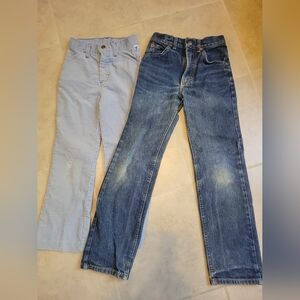 Pair Of Vintage Lee Girls Denim Jeans & Corduroy Pants 20 × 24 Size 4?